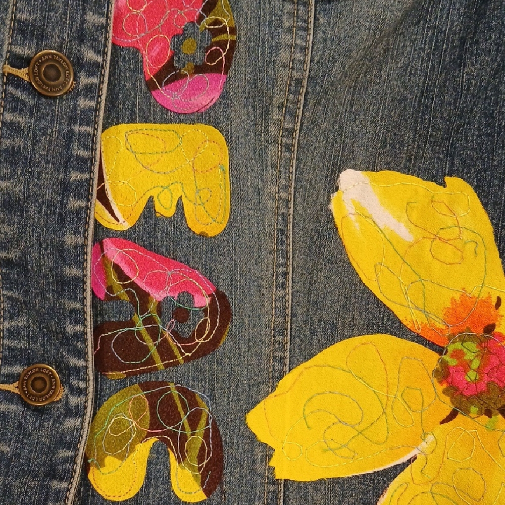 Upcycled Denim Jacket Boho Style Reworked - Picture 6 of 12